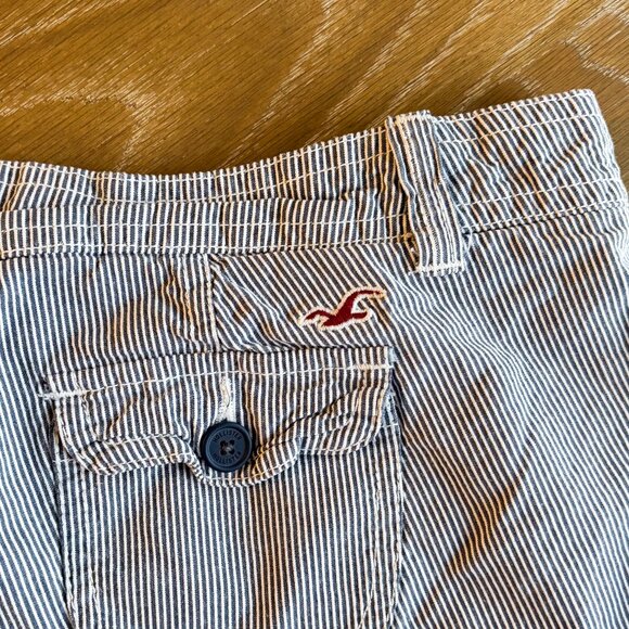 Y2K Hollister Super Low Rise Micro Mini Blue Stripe Shorts - Picture 5 of 5